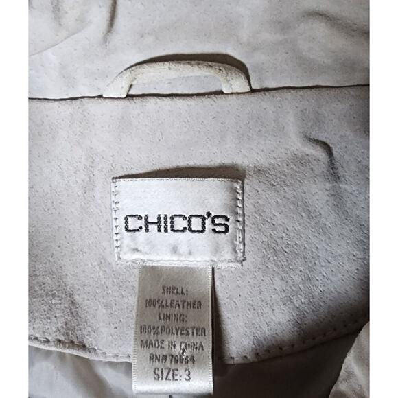 Chico's 3 Womens Gray Leather Suede Jacket 16 Button Up Business Casual Pea Coat - Picture 7 of 7